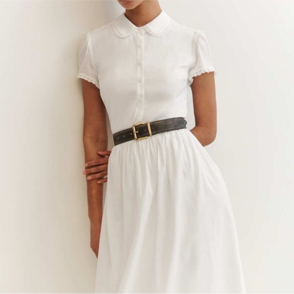 NWOT Reformation Ula in White Midi Sleeveless Collared Dress Size 10 - Picture 3 of 9